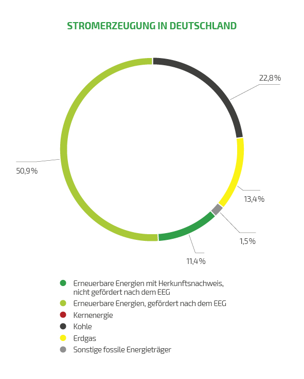 Energiemix Stromerzeugung in Deutschland Kreisdiagram