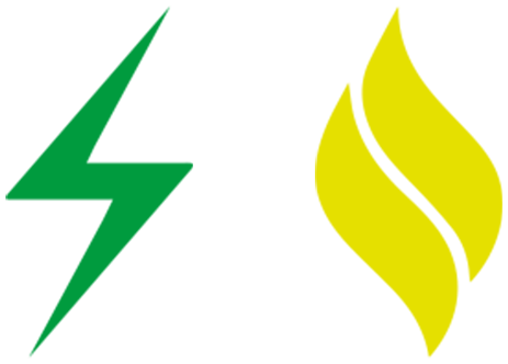 Icons Blitz und Gasflamme